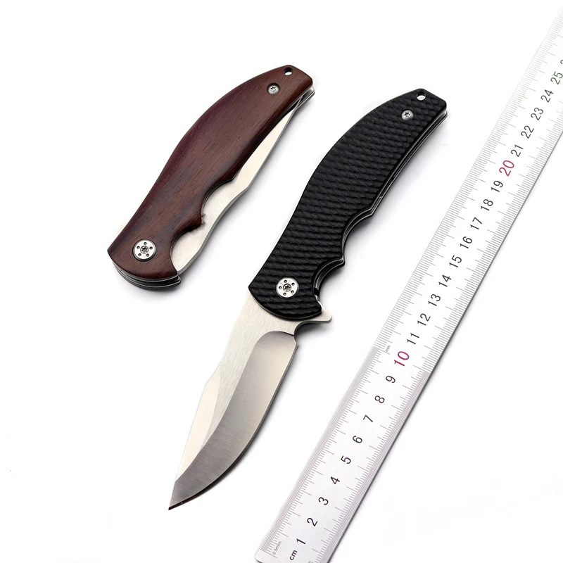 

High quality 0606CF flip folding knife 440C blade material G10/wood handle outdoor camping survival kitchen knife EDC tool