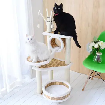 

Large luxury villa cat climbing frame solid wood sisal cat frame nest tree one rattan homemade diy with nest