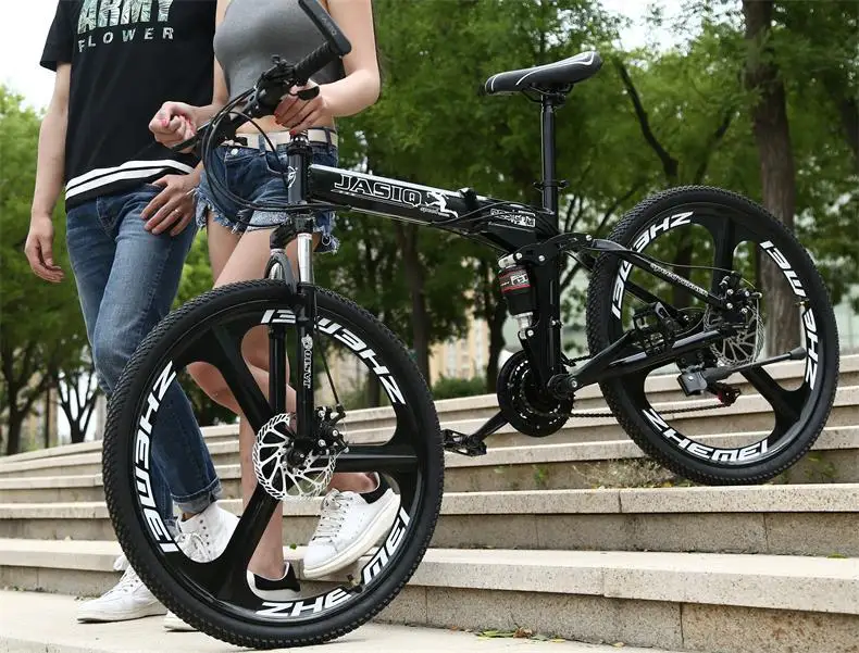 Folding Mountain Bike 26 inches 21 Speed Folding Bicycle Male / Female / Student Mountain Bike Brake Shockingproof Frame Brakes