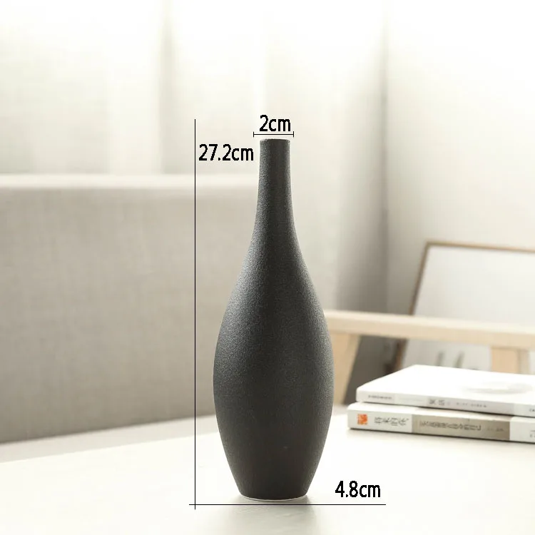 Nordic Vase Decoration Home Ceramics Vases Black Slender Hydroponics Flowers Arrangement Flower Pot Floral Desk Decorations - Цвет: D