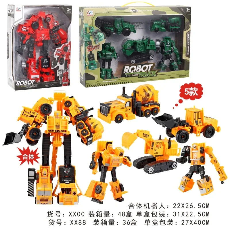 

Educational Transformation Toy Firefighting Military Engineering Dig Stir Push Shovel Crane Carrier Vehicle-Fit Robot
