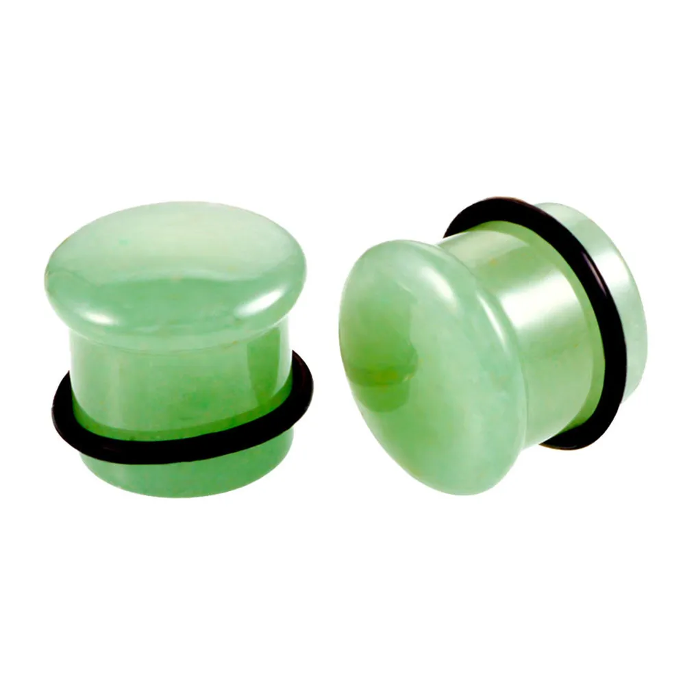 Green Dongling 2 шт./партия, каменные Заглушки для ушей, серьги для женщин и мужчин, пирсинг для тоннелей на теле Расширитель отверстий в ушах, пирсинг для тела, ювелирные изделия - Окраска металла: Green Dongling