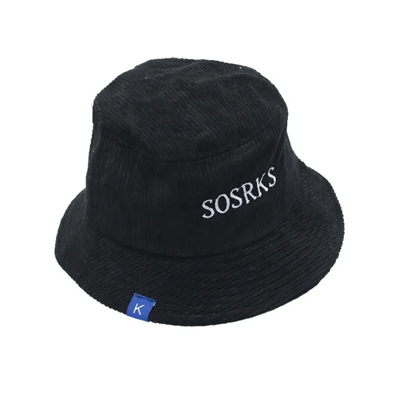 Мода Harajuku буквы вышивка бассейна шапки осень зима женские вельветовые ведро шапки унисекс Рыбацкая шляпа