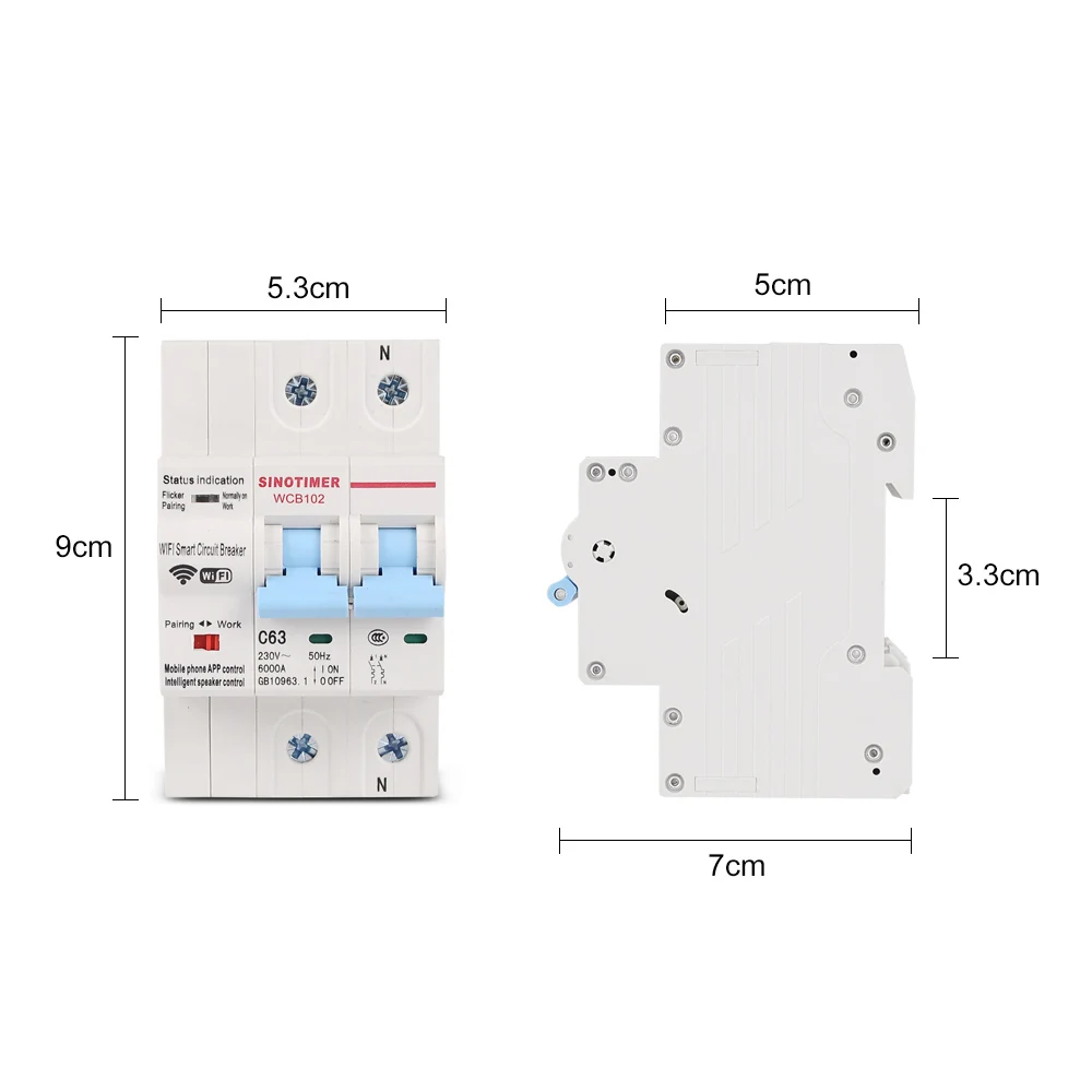 WCB102 2P 220 В 63A пульт дистанционного управления WiFi умный Выключатель Электрический выключатель MCB для Tuya Smart Life APP Amazon Alexa Google Hom