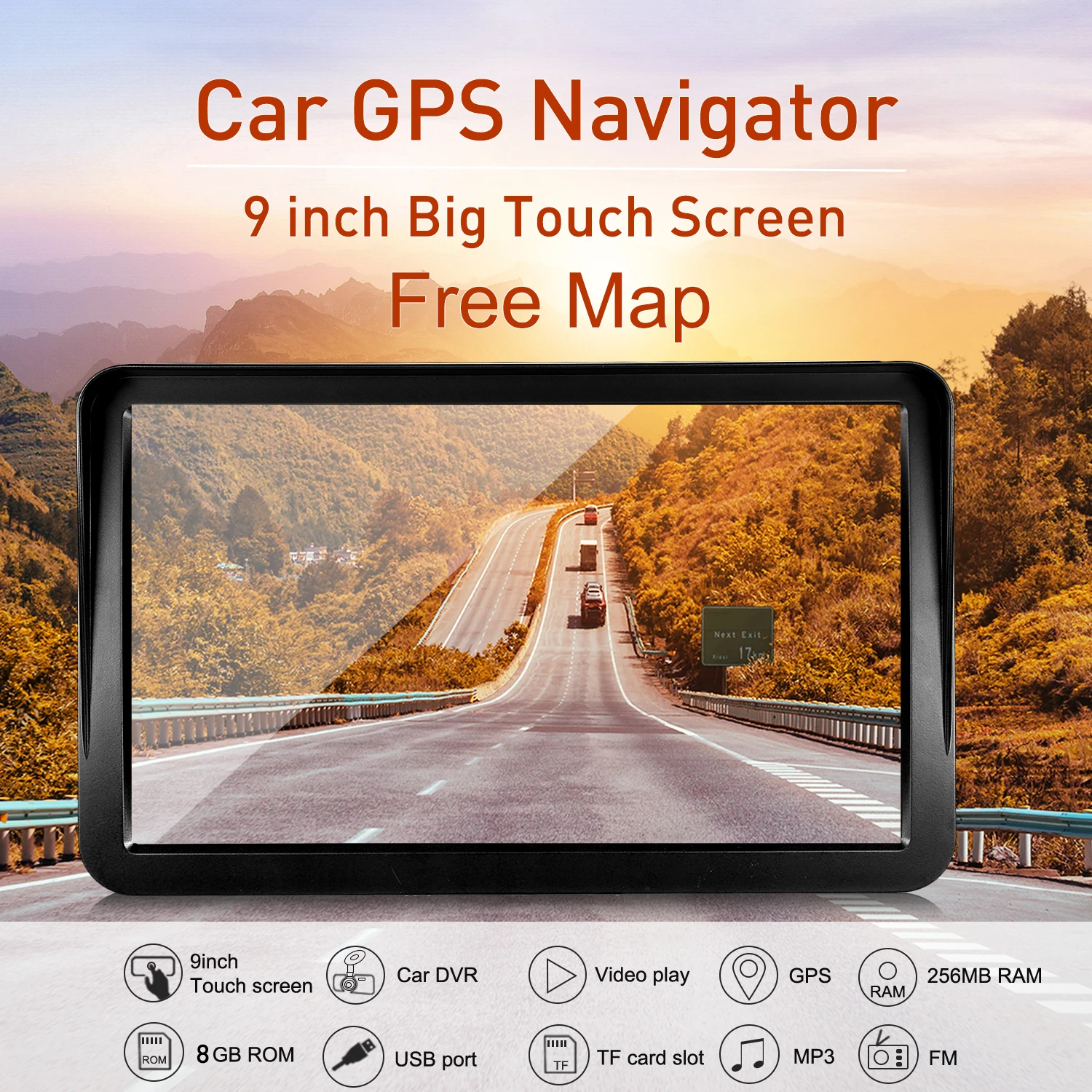 

KKMOON Portable GPS Navigator 9" HD Touchscreen Tablet GPS Navigation Car Stereo Audio Player Multimedia Entertainment System