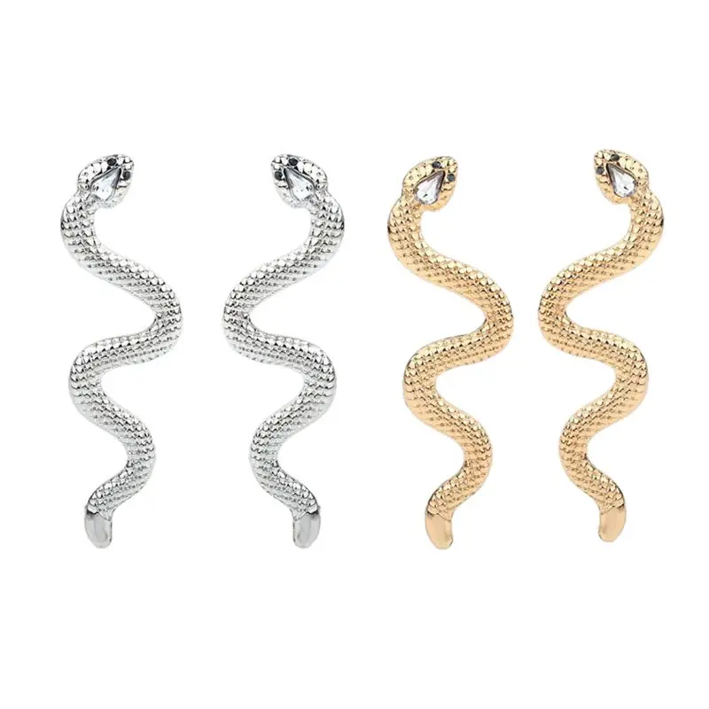 

Personality Wave Snake Earrings Gold Silver Snake Studs Women Fashion Jewelry