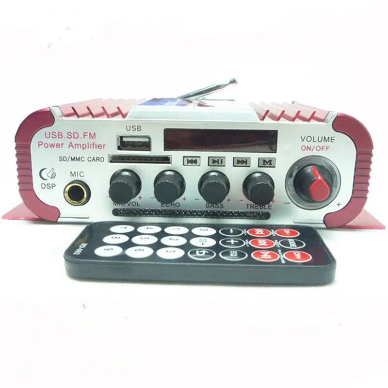 

HY-600 DC12V Car Digital Audio Amplifier 20W+20W mimi Stereo MIC Karaoke Reverberation Bluetooth music player SD USB FM DVD MP3