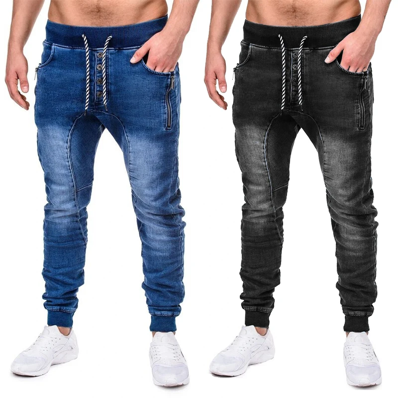 Pantalones ceñidos clásicos para hombre, vaqueros de diseñador, elásticos, rectos, ajustados, informales, 2019