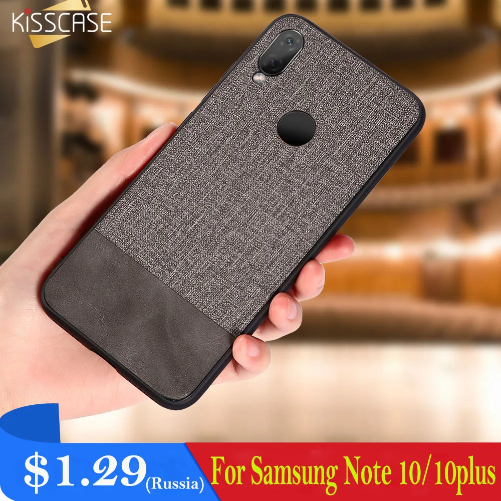 

KISSCASE For Samsung Note 10/10 Plus S10 5G Luxury Fabric Leather Case for Samsung Note 10 + Stitching Case for Samsung Note 10