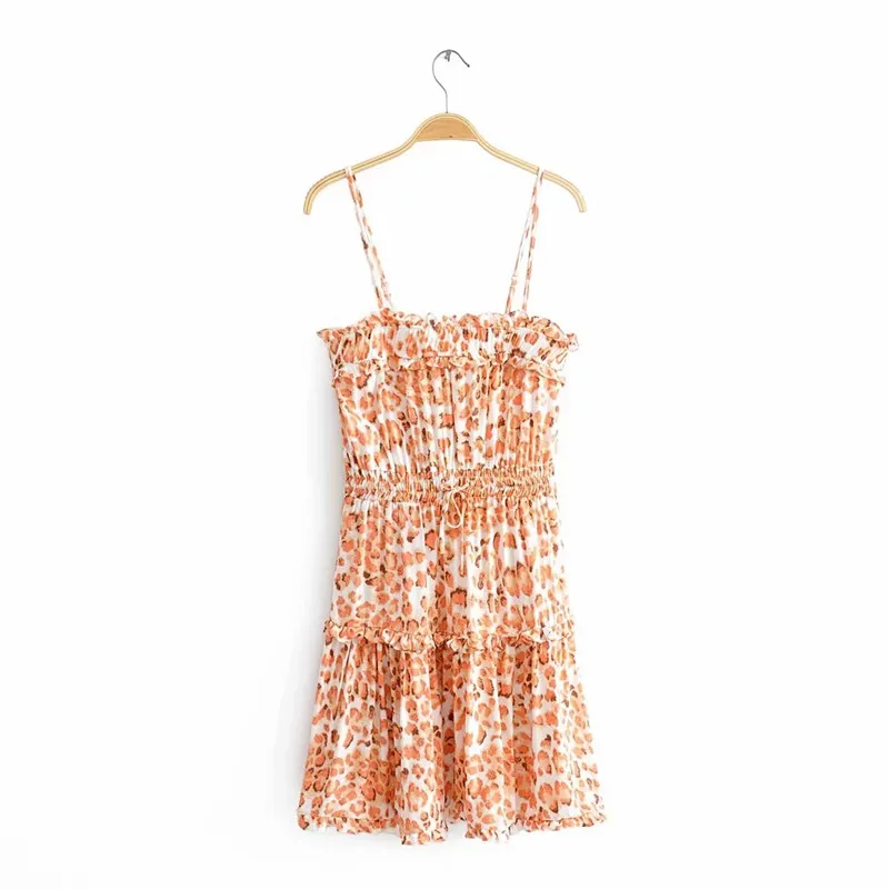 Everkaki Boho Короткое женское платье-комбинация с цветочным принтом и оборками, летние женские платья, винтажные Мини платья для женщин, новинка, весна