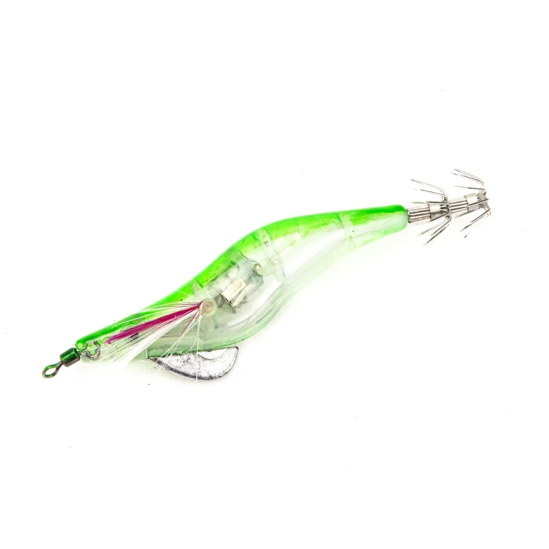Открытый рыболовный светодиодный электронный Светящиеся креветки кальмар 10 см ночной блесна для ловли кальмара приманка для окуня рыболовные снасти аксессуар - Цвет: Зеленый