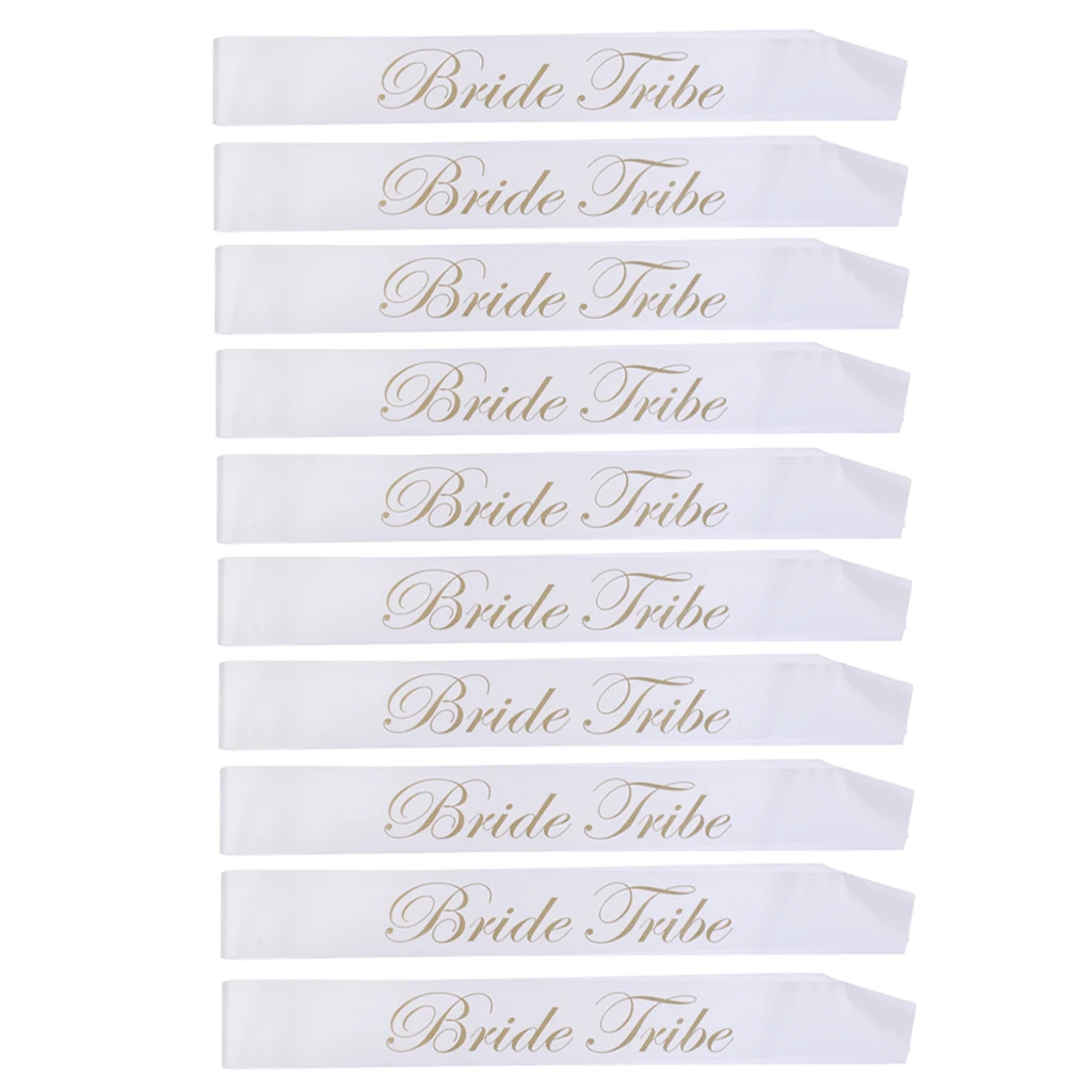 Set Of 10pcs White And Gold Bride Tribe Sash Hen Bachelorette Fun Party Wedding Bachelorette Party Supplies 78x10cm