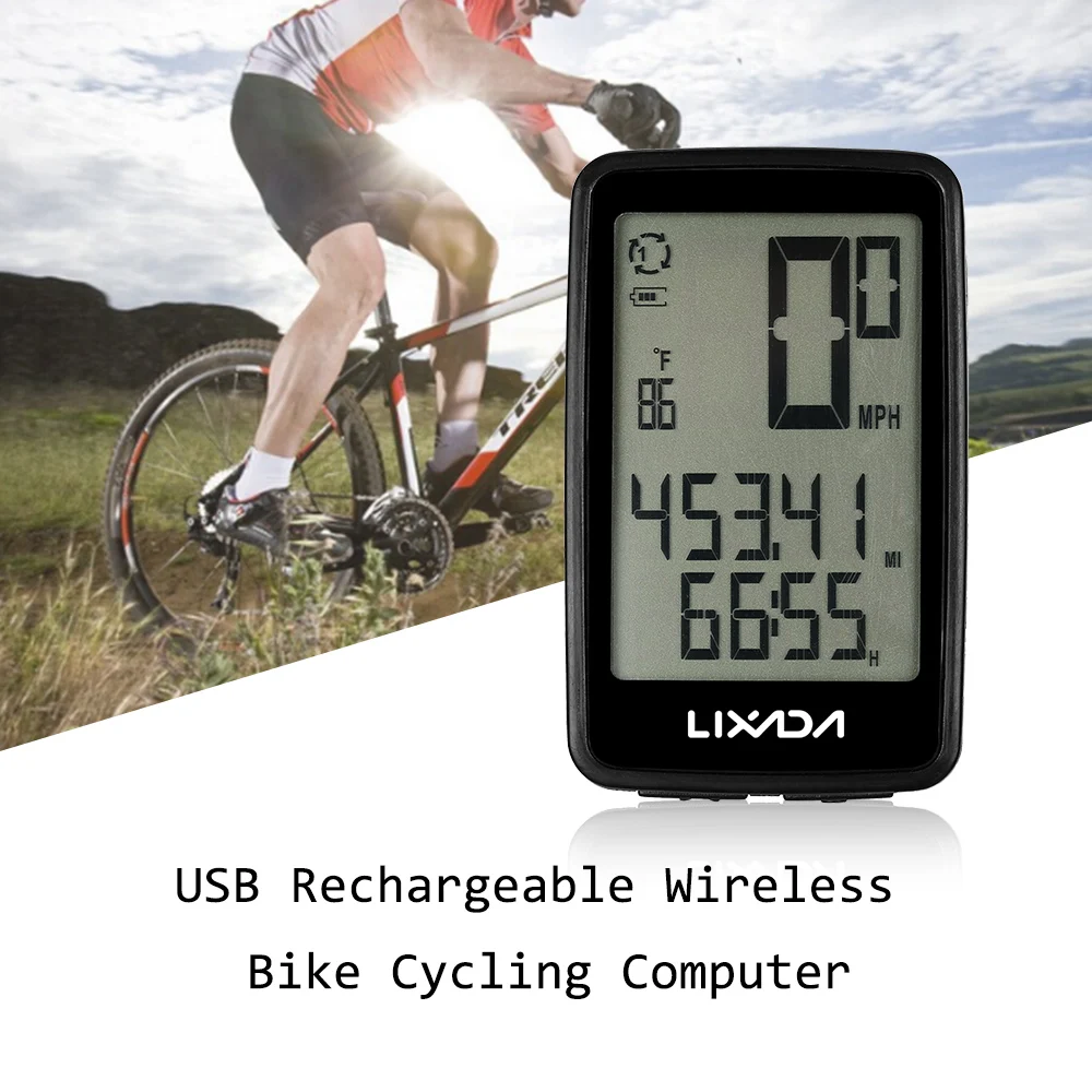 

Lixada Bike Computer USB Rechargeable Wireless Cycling Computer With Bicycle Speedometer Odometer 14 Functions Bicycle Computer