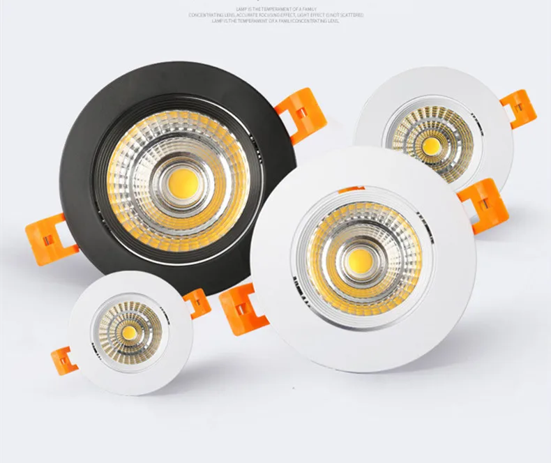 dimmable downlights Recessed Dimmable LED Ceiling Light Lamp 5W/ 7W/ 9W /12W/ 15W/18W Round COB Spotlight LED Downlights AC85-265V smart downlights