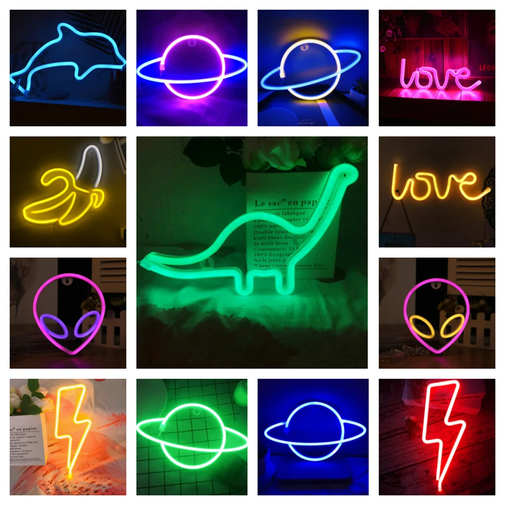 Neon Light Signs Battery/USB Operated Neon Wall Lights for Birthday Room Decor 