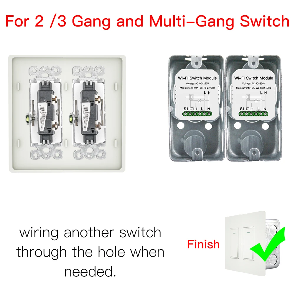 Мини DIY WiFi умный выключатель света однополюсный/3 позиционный 1 бандажный модуль