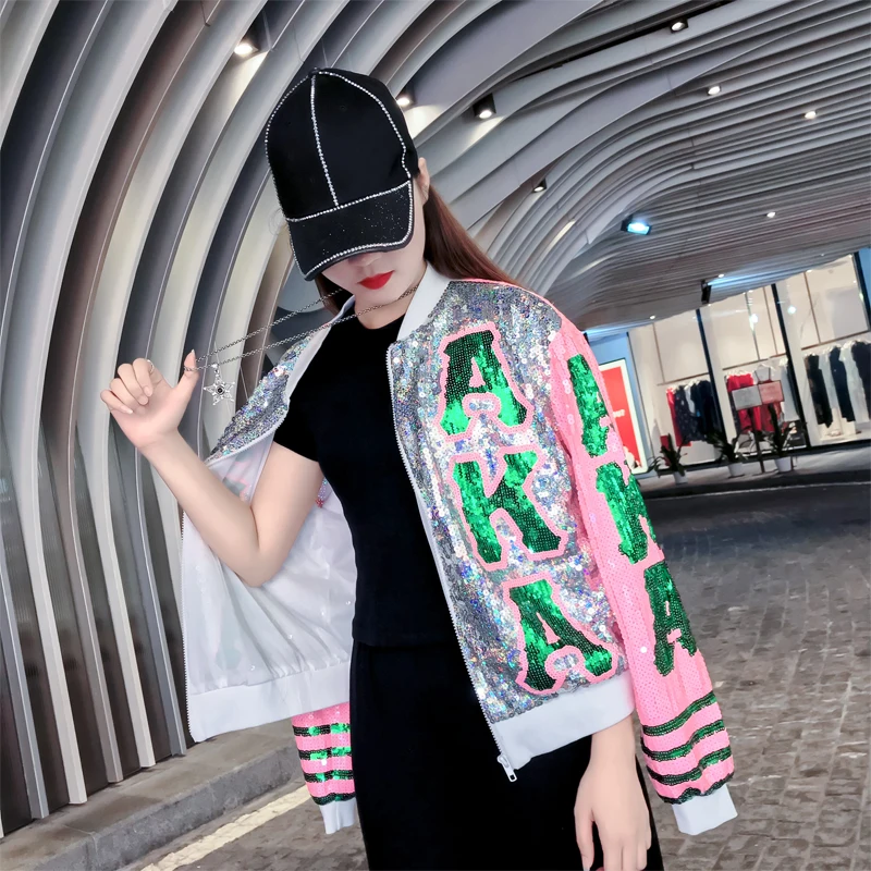 

Women's coat With sequins or glitter Shiny Fashion Women Sequin Clothes Hip Hop Club Party full Sleeve women jacket