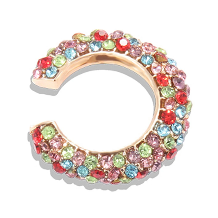 Colorful 1pcs Подарочные клипсы для ушей, новинка, модная цветная дрель из сплава в богемном стиле, с-образные серьги-клипсы для женщин, цветные с-образные, без пирсинга - Окраска металла: Colorful 1pcs