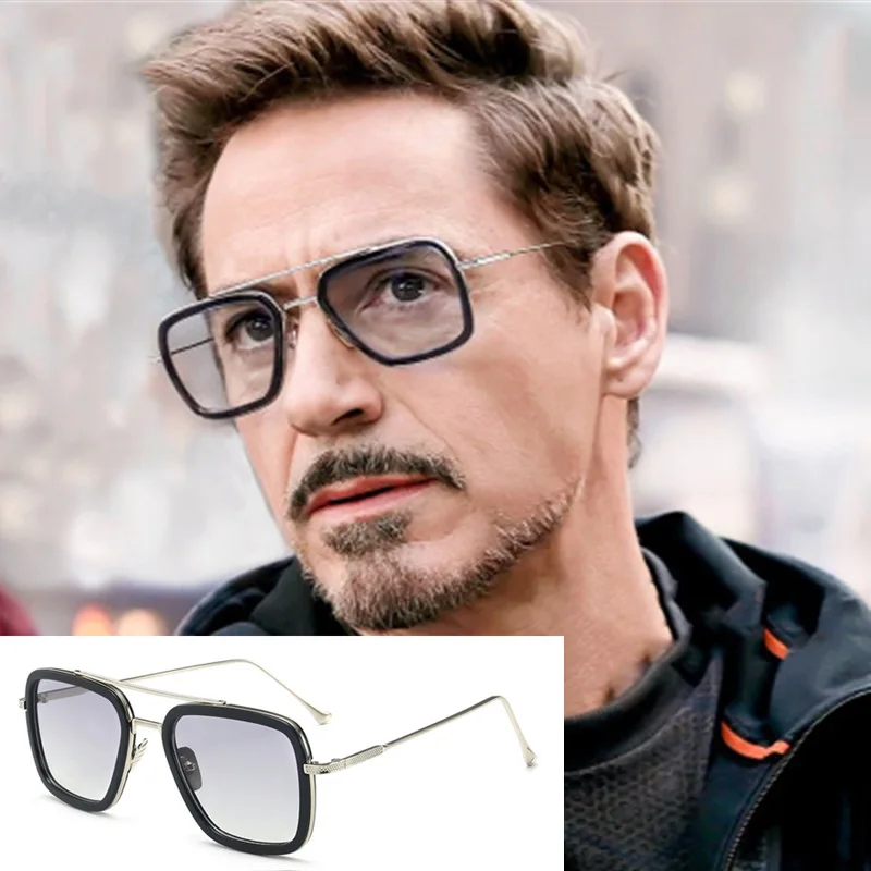 

luxury Steampunk Avengers Tony Stark Flight Style Man Sunglasses Men Square Brand Design Sun Glasses Oculos Retro male iron Man