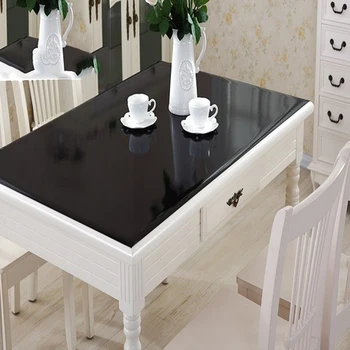 

1.3mm Black Matte Tablecloth Waterproof and Oil-free Disposable Odorless Soft Glass Table Mat Pvc Coffee Table Mat Crystal Plate