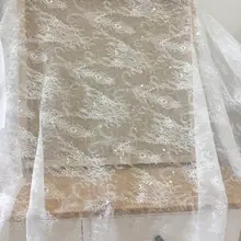 1 ярд прозрачная блестящая шантильская Свадебная кружевная ткань белого цвета, свадебное платье с подкладкой, свадебная накидка, ткань по двору