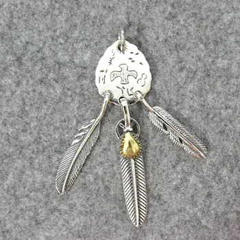 

Takahashi Kagura Goro's Pure Handmade Sterling Silver Feather Pendant Diy Accessories Clavicle Necklace Pendant Men And Women