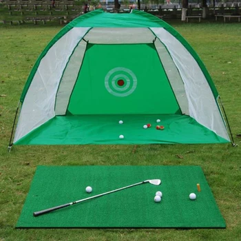 

2 Foldable Golf Hitting Cage Training Aids Outdoor Indoor Sports Golf Cage Swing Trainer Chipping Net Backyard Garden Grassland