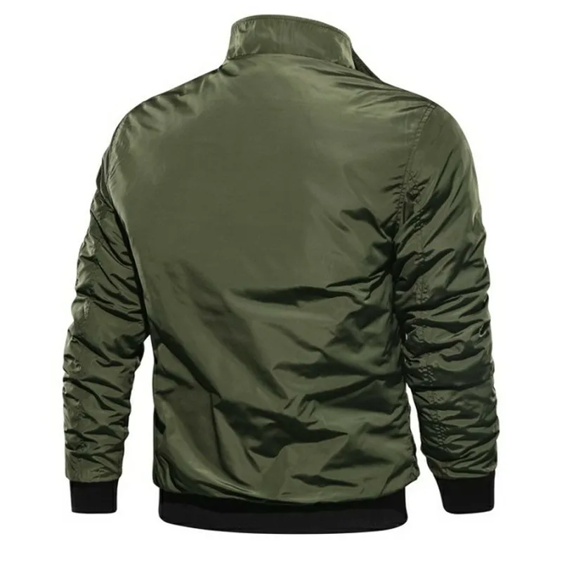 2020Lente Herfst Mannen's Militaire Bommenwerper Jassen Mannen Casual Solid на молнии Pilot Jas Nieuwe Dunne Stand Kraag