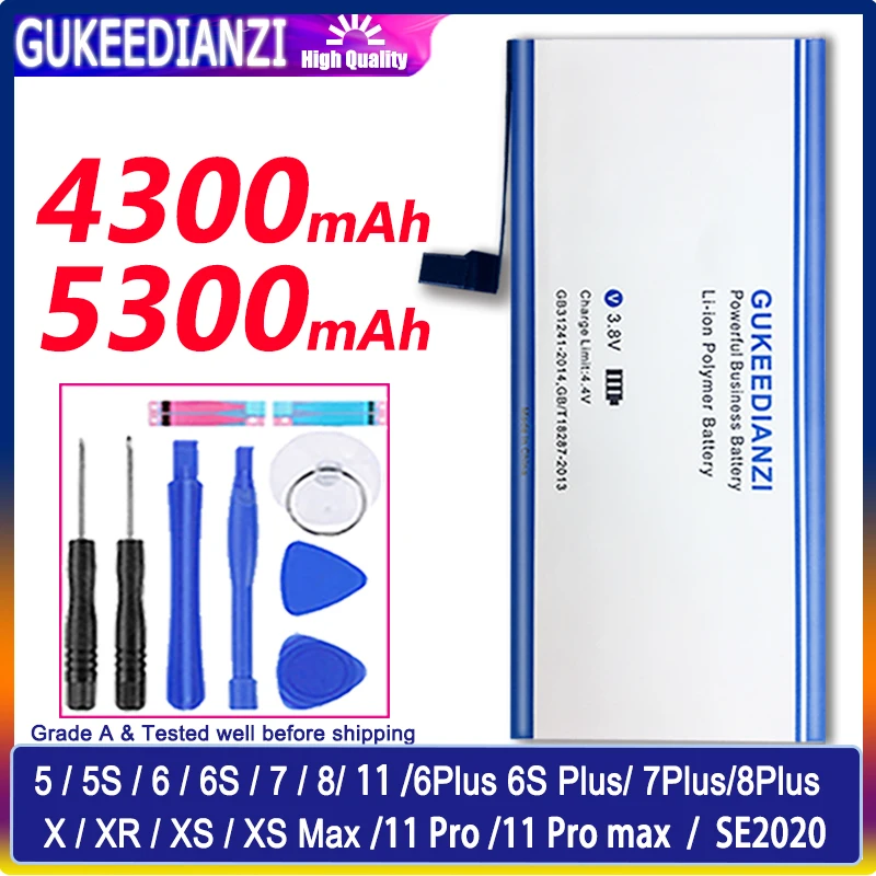 Аккумулятор GUKEEDIANZI AAAAA для iPhone батарея 6S 6 5S 5 7Plus 8Plus SE 6Plus XR XS MAX i11 Pro 2020 | Мобильные