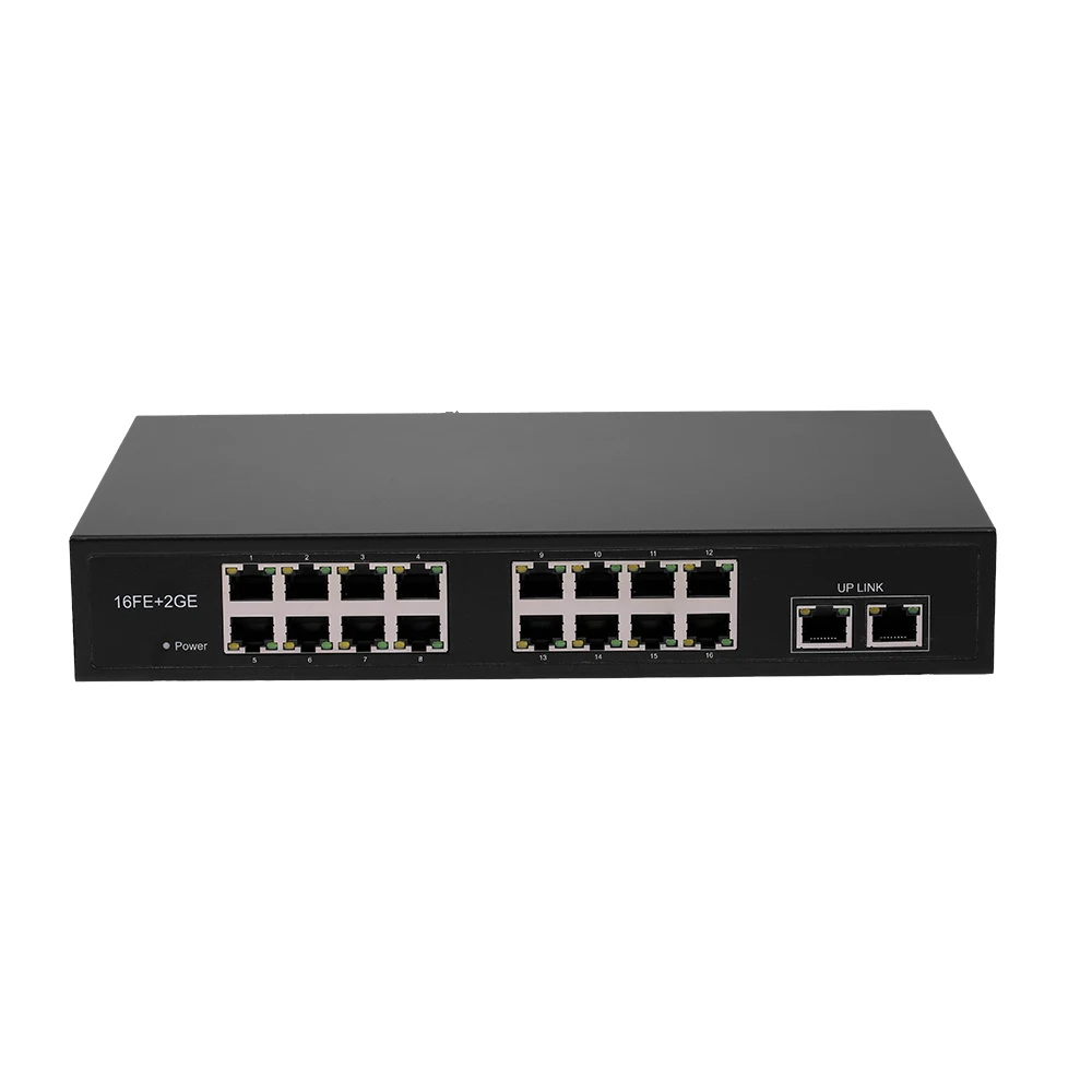 Коммутатор POE BZQN 16FE + 2GE с 16 портами хаб 2 гигабитными Uplink стандарта IEEE 802.3af питание