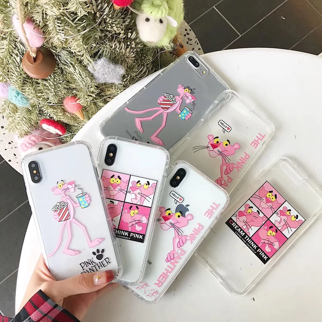 Милый мультяшный розовый пантера леопард чехол для телефона iPhone 6 6s 7 8 Plus 11 Pro X XS Max