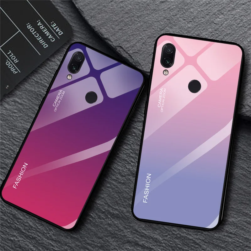Чехлы из закаленного стекла для Xiaomi Redmi Note 4 4X7 градиентный цветной бампер для Xiaomi Redmi Note 5 Pro силиконовый край крышка
