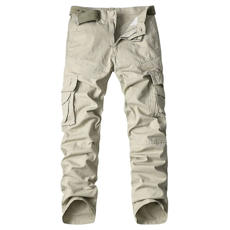 beige SHIFUREN Модные Военные хлопковые брюки карго мужские с несколькими карманами мужские повседневные военные рабочие брюки комбинезоны без пояса - Цвет: beige