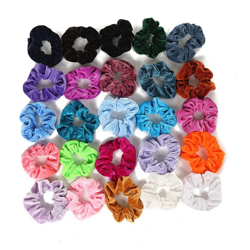50-Pack Velvet Elastics Bobbles Hair Bands Colorful Hair Tie Ropes Scrunchie  lovely satin Hair bands bright color hair Band