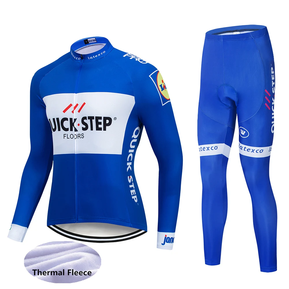 UCI Pro Команда Quick Step зимний флисовый Велоспорт Джерси комбинезон комплект молотки de Cliclismo Invierno велосипед Костюмы