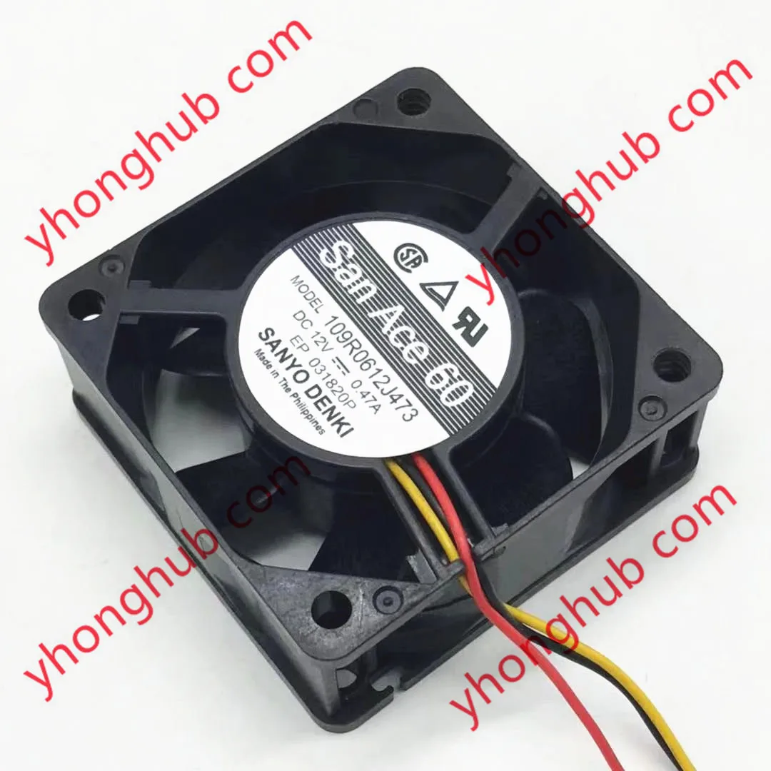 

3-проводной охлаждающий вентилятор для сервера Sanyo Denki 109R0612J473 DC 12 В 0,47 а 60x60x25 мм
