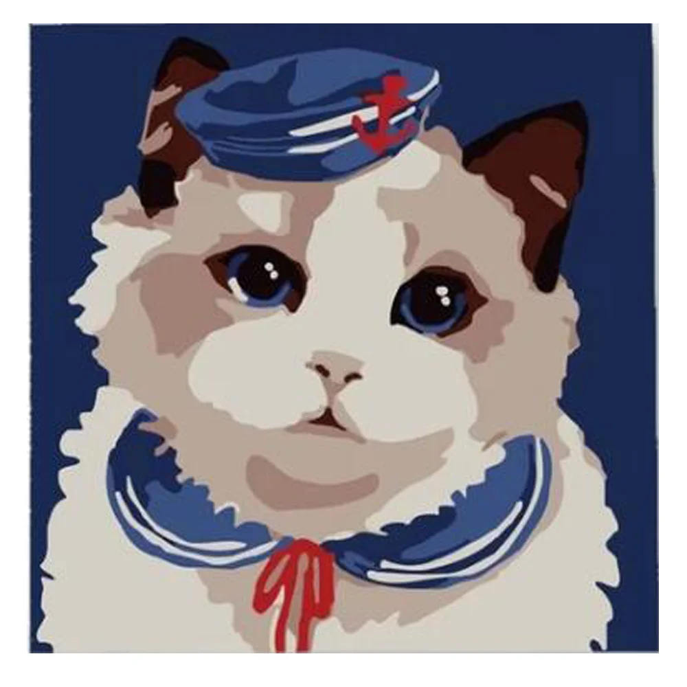 Алмазная картина «милый кот капитан» для рукоделия, круглая Алмазная мозаика, вышивка «Капитан кот», вышивка крестиком, поставщик