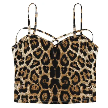 

Sexy Women Leopard Camisole Crop Tops Summer Strapless V Neck Print Tanks Ladies Tank Top Pullovers Club Party Bandage #Z4