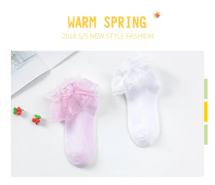 Детские кружевные носки, носки для девочек 3, 5, 8, 12 лет, хлопковые кружевные короткие носки принцессы на весну и осень, белые колготки для танцев для малышей