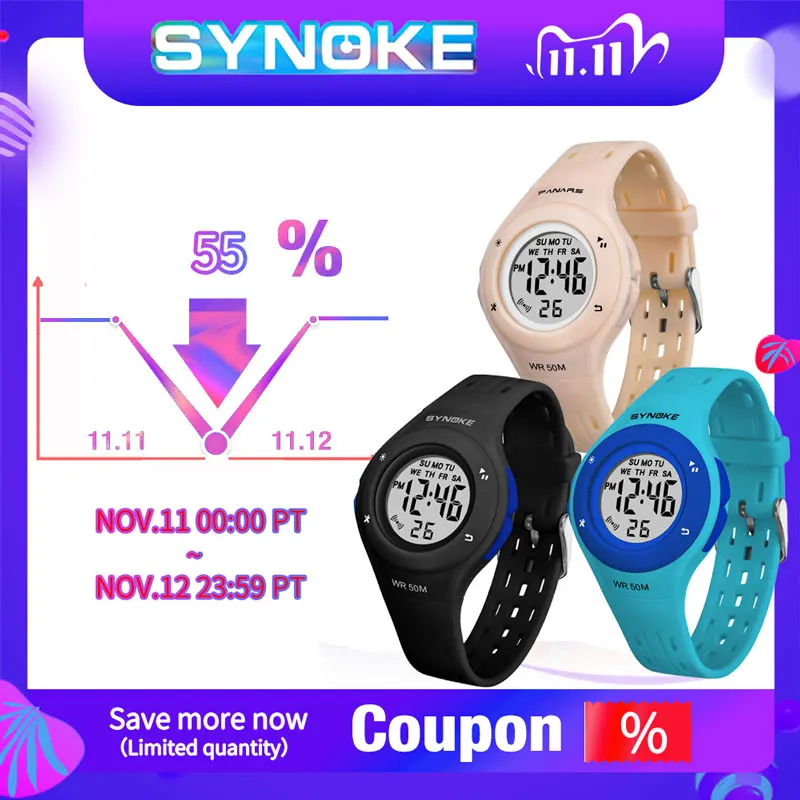 Children's Digital Watch SYNOKE Brand Kids Wrist Watch 50M Waterproof Watches Jelly Styling Clock For Kids Bady Dress Gift NEW afbeelding
