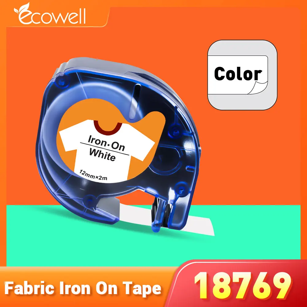 Ecowell 12mm 18769 Fabric Iron-On Label for Dymo LetraTag 18768 18771 tape Black on White LT-100H LT-100T label maker | Компьютеры и