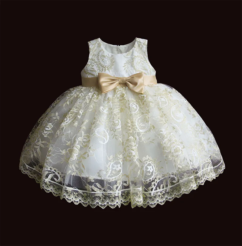 Vestido de encaje dorado para niña, tutú de verano para boda, fiesta de cumpleaños, para niña, disfraz para niño, vestido de baile con lazo 3, 6, 12, 24M, 3T|Vestidos| - AliExpress