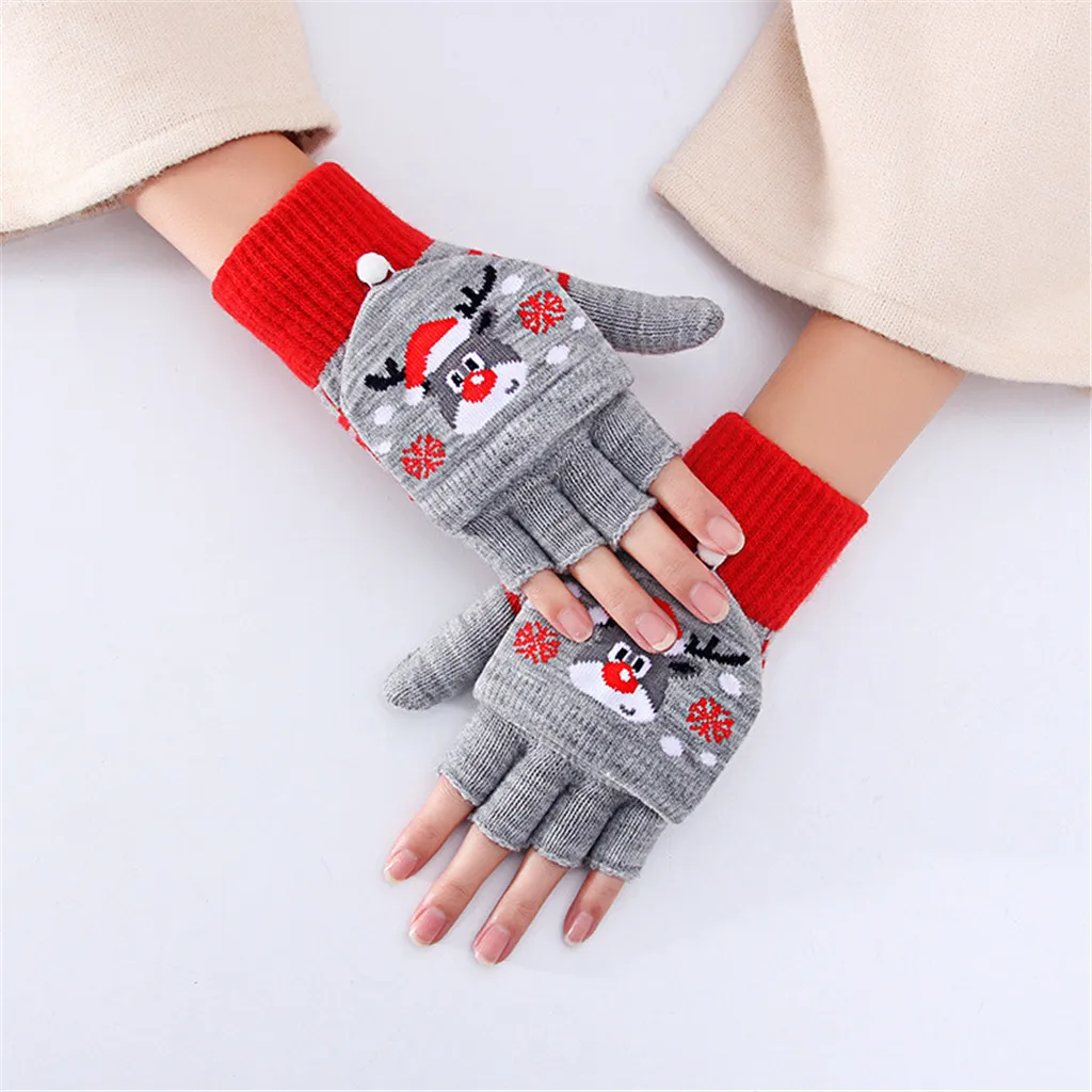 Высококачественные Рождественские перчатки, женские перчатки, зимние рождественские Хлопковые вязаные перчатки с рисунком оленя и снеговика для девочек, сохраняющие тепло
