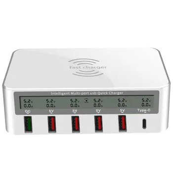 

Wireless Usb Charger 40W Qc3.0 Type C Universal Fast Charging Adapter 6 Lcd Ports Smart Usb Charging Station