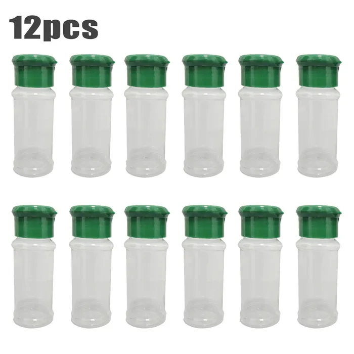 12 PCS Green 12 шт./компл. 100 мл прозрачные Пластик специи соль перец inegar масла графинчик шейкер для баночек со может Кухня бутылк Кухня аксессуары - Цвет: 12 PCS Green
