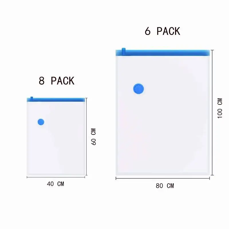 

14 pcs. Set Vacuum Bag, 6 Jumbo (80x100cm) + 8 Small (40x60cm) Travel Vacuum 77% Space Saver Reusable for bed linen, blankets,