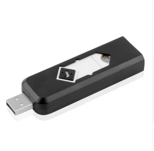 7 цветов USB Электронная аккумуляторная батарея беспламенный автомобильный прикуриватель без пламени Зажигалка без газа/топлива Зажигалка - Название цвета: Черный
