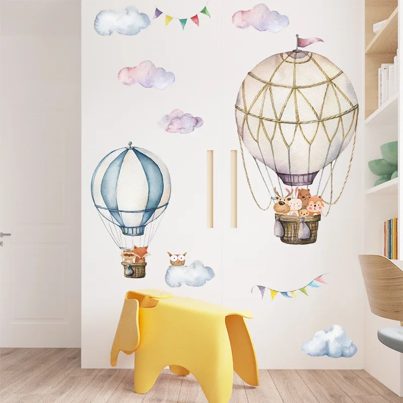 Cartoon Kids room Wall Decor Stickers Hot Air Balloon Vinyl Decals for Home Decoration Art Murals Sticker Wallpaper | Дом и сад