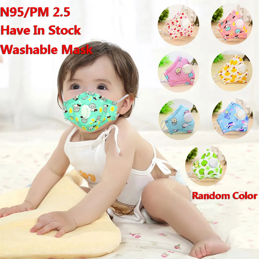 

In Stock 3Pcs N95 Children Kid Face Mask Fast Delivery Washable Mask Respirator With Breath Valve Dust Dustproof PM2.5 Mask Pad