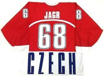 Редкий Винтажный Мужской хоккейный свитер #68 Jaromir Jagr национальной сборной Чехии с